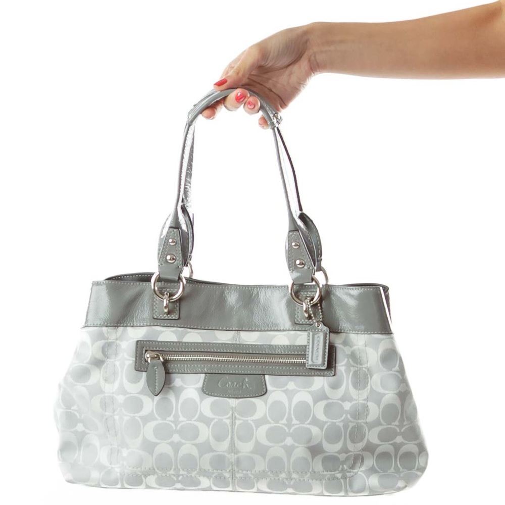 COACH Brooke Jacquard Satchel Handbag Gray J1072-F15533